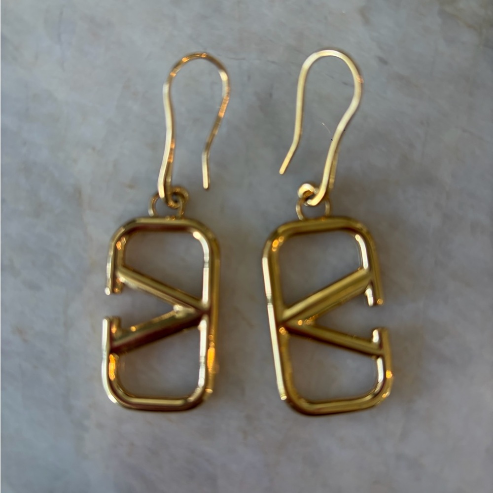 Valentino Gold Logo Earrings
